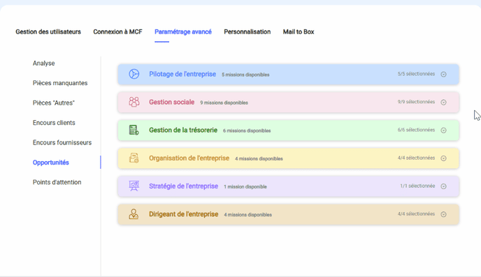 mission en favoris